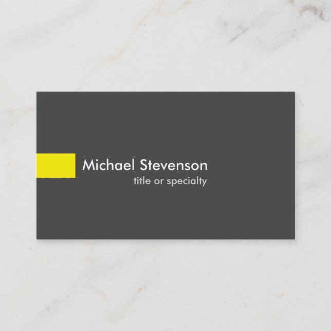 Cartão De Visita Consultor Único Moderno Amarelo da cinza (Frente)