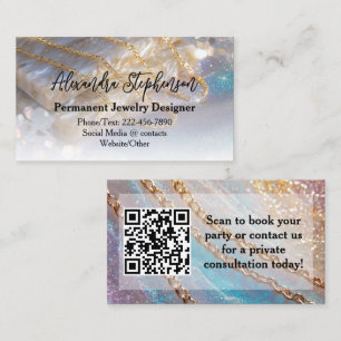 Cartão De Visita Consultora de Design de Joias Permanentes Elegante