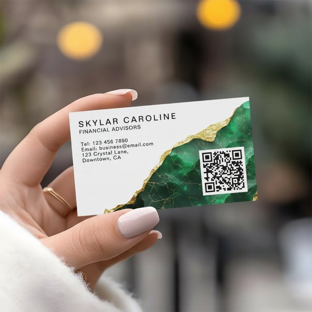 Cartão De Visita Consultores financeiros Emerald Gold Código RQ (Criador carregado)