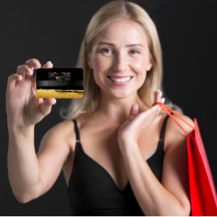 Cartão De Visita Consultoria de Abstrato de mármore preto Dourado