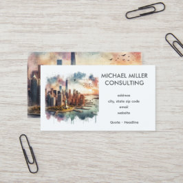 Cartão De Visita Consultoria de Aquarela do Horizonte de NYC