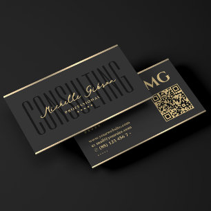 Cartão De Visita Consultoria de Luxo Minimalista Profissional Preto