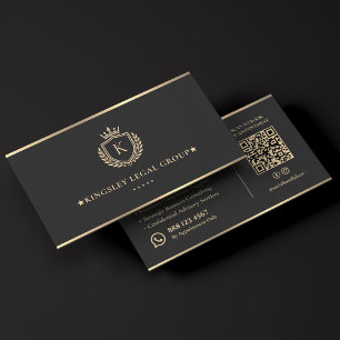 Cartão De Visita Consultoria Jurídica de Luxo Carvão Crest