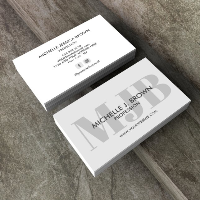 CARTÃO DE VISITA CONTA SOCIAL PROFISSIONAL MONOGRAMA DE COR NEGRA (Criador carregado)