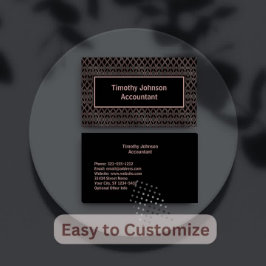 Cartão De Visita Contador Elegante de Cobre e Padrão Preto