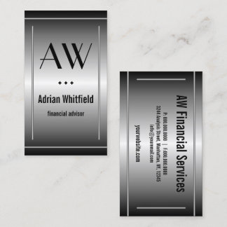 Cartão De Visita Contador Vertical de Bares Pretos e Prateados