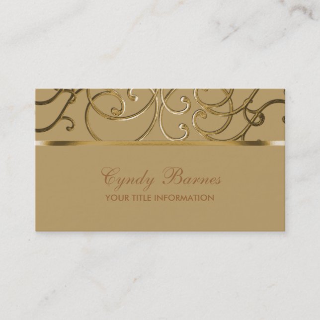 Cartão de visita Contemporâneo Dourado (Frente)