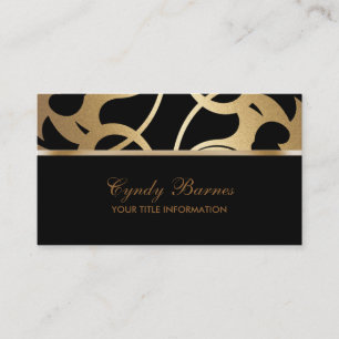 Cartão de visita Contemporâneo Preto e Dourado
