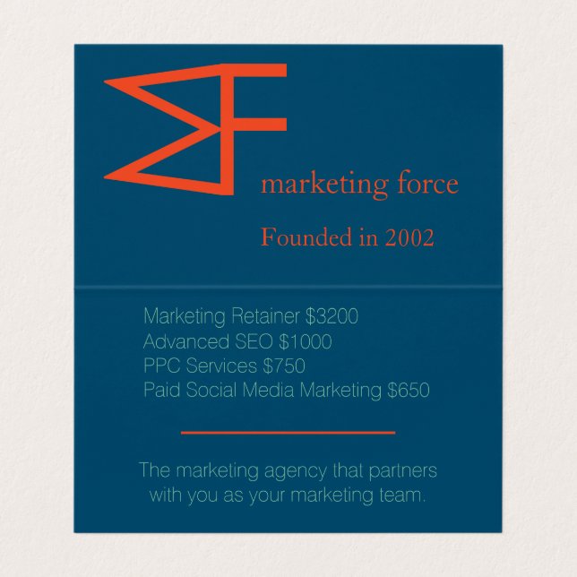 Cartão De Visita Contraste de cores profissionais (Interior Desdobrado)