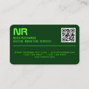 Cartão De Visita Contraste verde de néon profissional do estilo