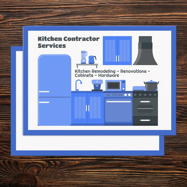 Cartão De Visita Contratante da cozinha (Kitchen Contractor Business Cards)