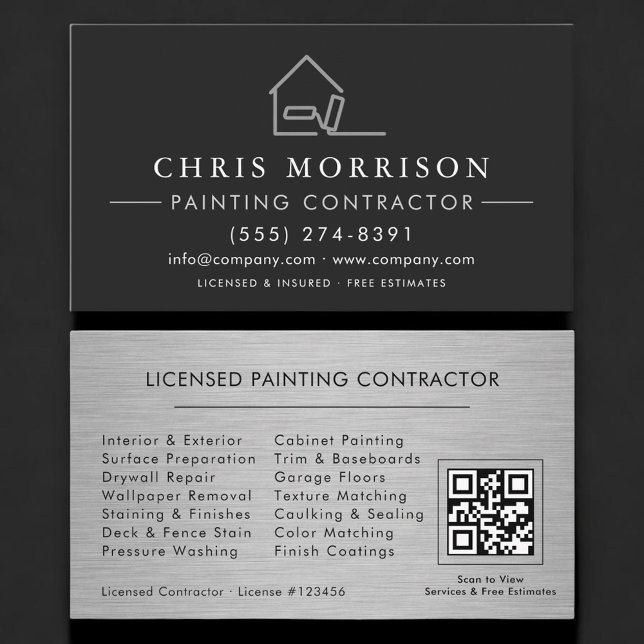 Cartão De Visita Contratante de Pintura Licenciado Código QR Profis (Criador carregado)