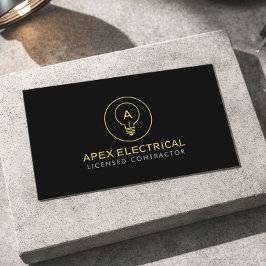 Cartão De Visita Contratante Elétrico Logotipo de Lâmpada Preta
