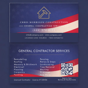 Cartão De Visita Contratante Geral Código QR Bandeira Americana