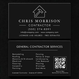 Cartão De Visita Contratante Geral de Construção QR Code