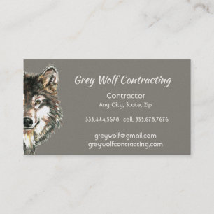 Cartão De Visita Contratante Lobo Cinza Personalizado 