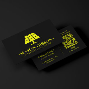 Cartão De Visita Contratante Solar Minimalista Logotipo Amarelo Lim