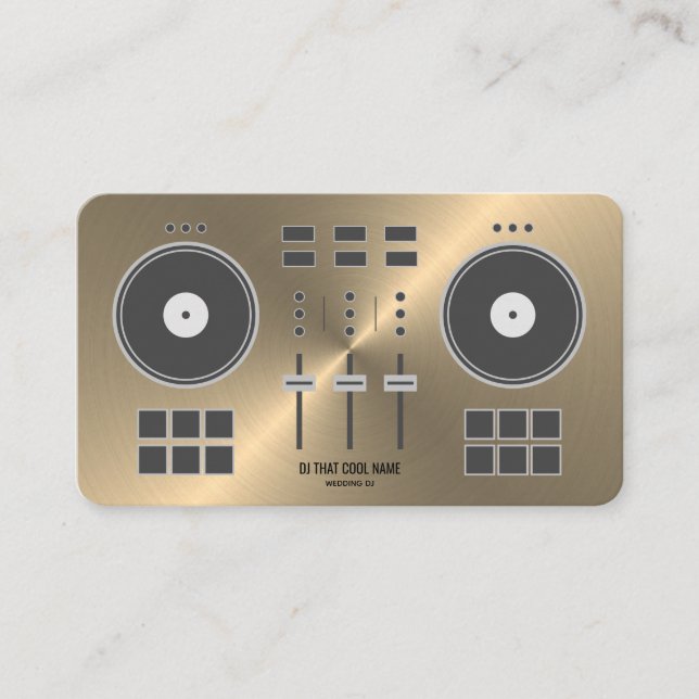 Cartão De Visita Controlador DJ Modern 2020 - Faux Dourado (Frente)