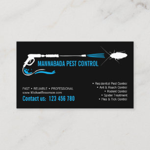 Cartão De Visita Controle de Pragas Profissional Preto Azul Extermi