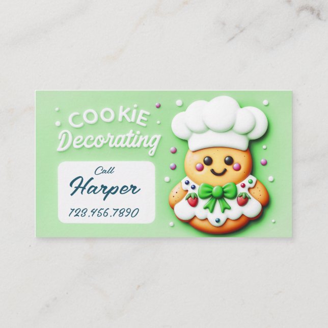 Cartão De Visita Cookie chef cookie decoração (Verso)