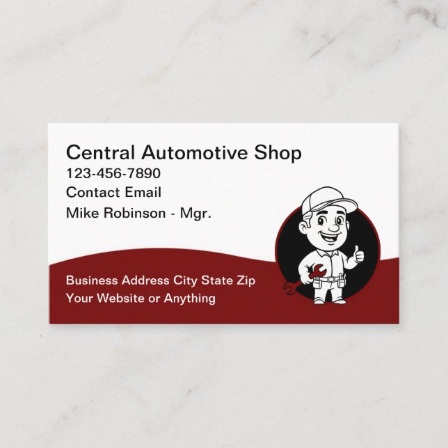 Cartão De Visita Cool Automotive Repair Shop Business Cards (Frente)
