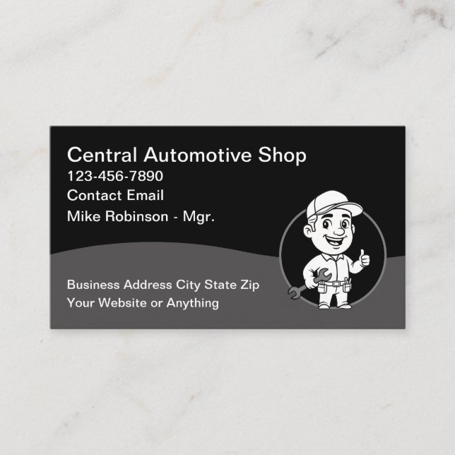 Cartão De Visita Cool Automotive Repair Shop Business Cards (Frente)
