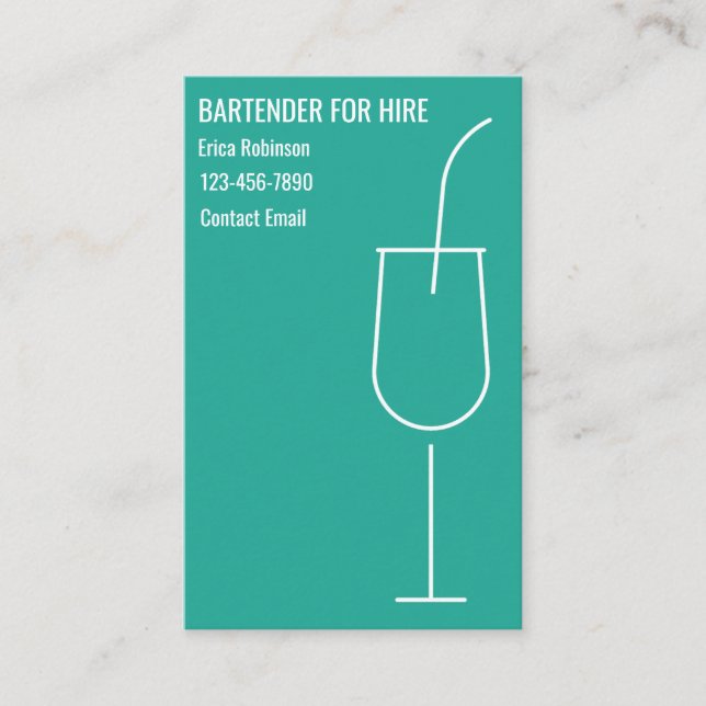 Cartão De Visita Cool Bartender For Hire Business Cards (Frente)