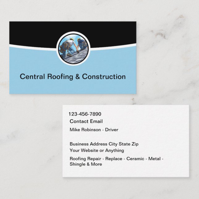 Cartão De Visita Cool Modern Roofing & Construção (Frente/Verso)