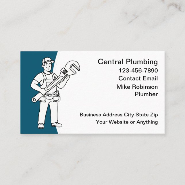 Cartão De Visita Cool Plumbing Service Plumber Business Cards (Frente)