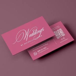 Cartão De Visita Coordenador de Casamento Rosa Estético de Luxo