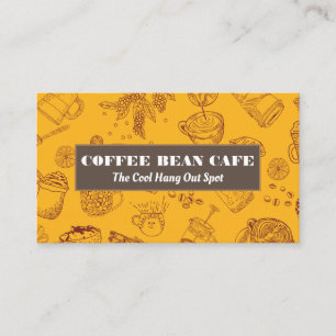 Cartão De Visita Copas de café e padrão de feijão