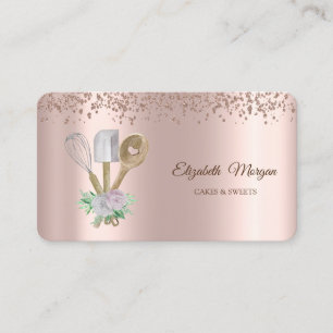 Cartão De Visita Copo de Bolo de Rosca Elegante Moderno Dourado Ros
