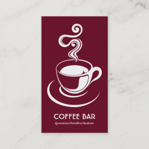 Cartão De Visita Copo de Café Vertical - Branco e Carmesim Profundo