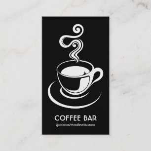 Cartão De Visita Copo de Café Vertical - Branco no Preto (Dourado)