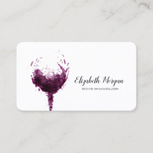 Cartão De Visita Copo de vinho aquarela profissional elegante