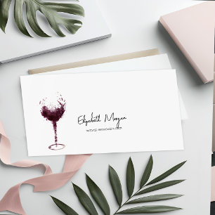 Cartão De Visita Copo de vinho com mancha de vinho aquarela profiss