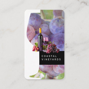 Cartão De Visita Copo de Vinho e Garrafa Uvas de Vinhedo