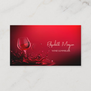 Cartão De Visita Copo de vinho elegante profissional moderno vermel