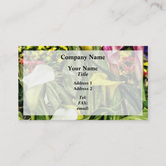 Cartão De Visita Copos-de-Leite e Amores-perfeitos (Frente)