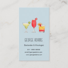 Cartão De Visita Coquetéis bebidas mistas aquarela bartender