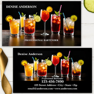 Cartão De Visita Coquetéis Coloridos Bartender Profissional