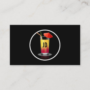 Cartão De Visita Coquetel com guarda-chuva e palha