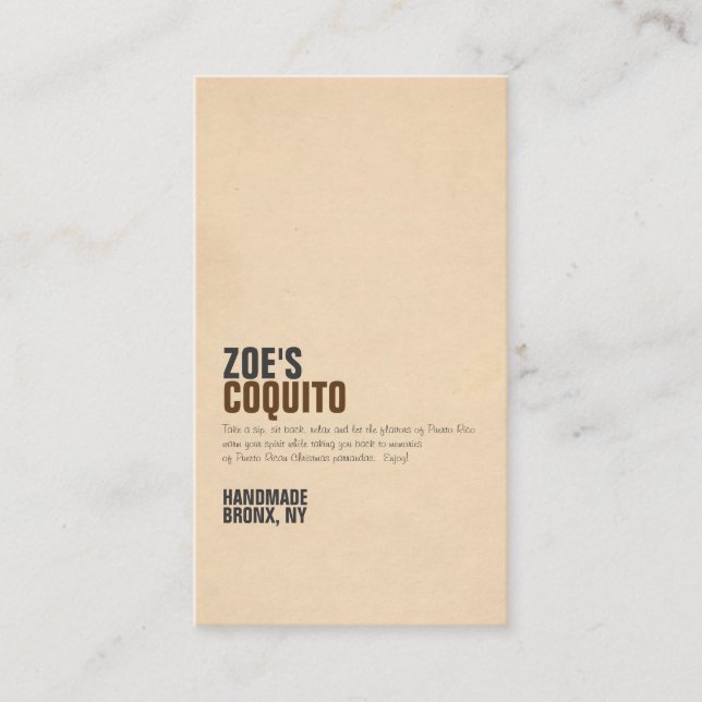 Cartão De Visita Coquito Rústico Moderno (Frente)
