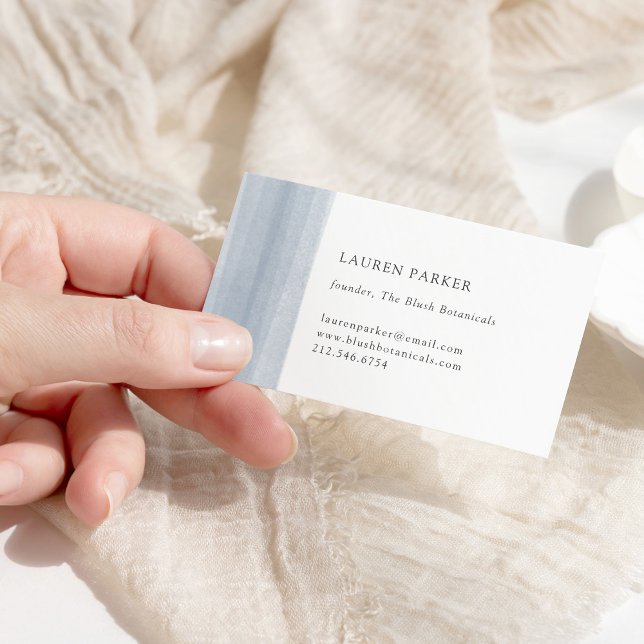 Cartão De Visita Cor Azul Simples Dusty (Criador carregado)