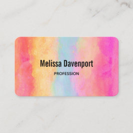 Cartão De Visita Cor d'água do arco-íris amarelo rosa azul