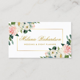 Cartão De Visita Cor d'água Elegante Cor Rosa Esbranquiçada Flora