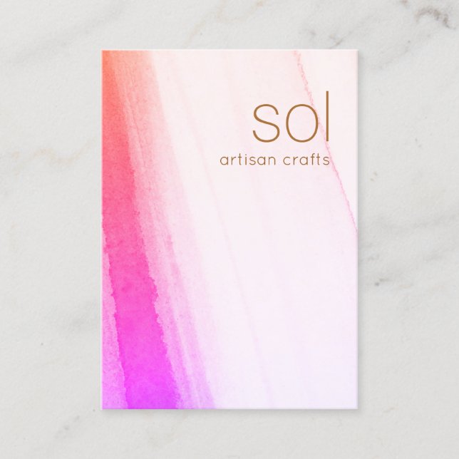 Cartão De Visita Cor de Água Magenta Rosa Artística (Frente)