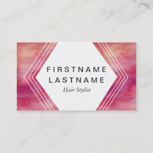 Cartão De Visita Cor de água moderna do rosa do impacto