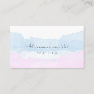 Cartão De Visita Cor de Água Moderna - Script Azul-Rosa