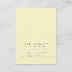 Cartão De Visita Cor de chiffon de limão Minimalista Plain Linho Pr